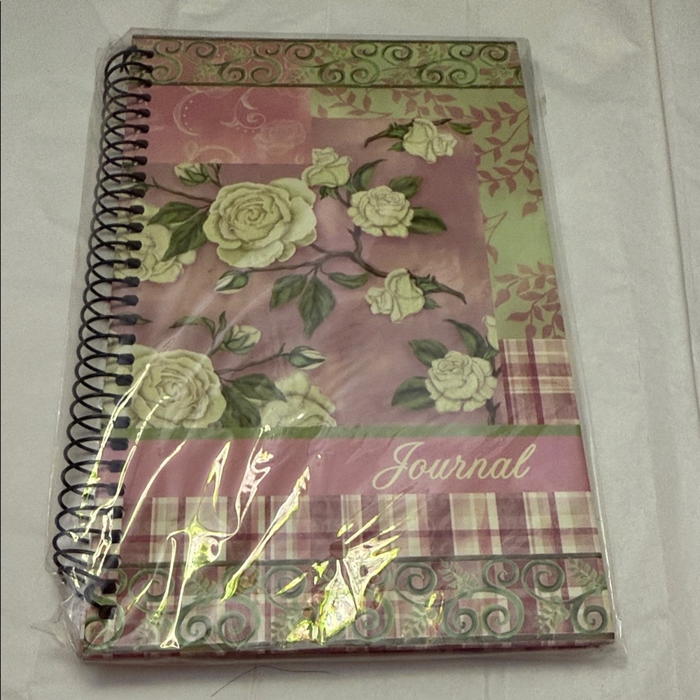 Elegant Floral Spiral Journal - Pink and Green